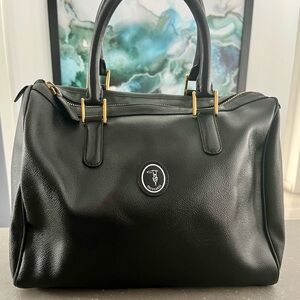 RARE Trussardi Black Satchel with Gold Accents